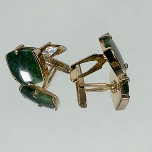 SWANK Men's Cuff Links Green Jade Nephrite